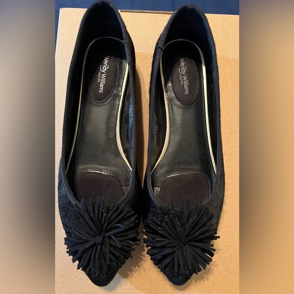 Black Pointed Toe Flats with PomPom Embellishment-Wendy Williams (HSN Exclusive) - Picture 3 of 8